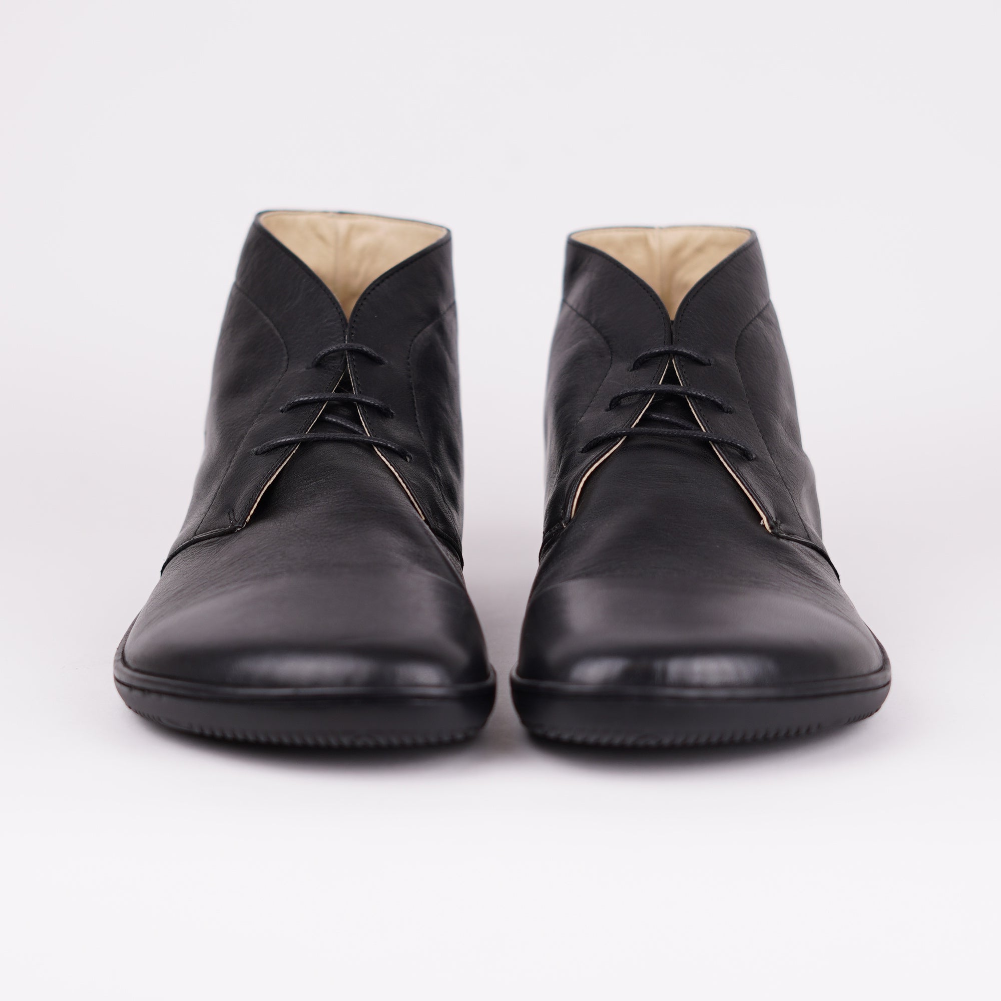 NOMAD black smooth leather - Barefoot Chukka Boot Herren