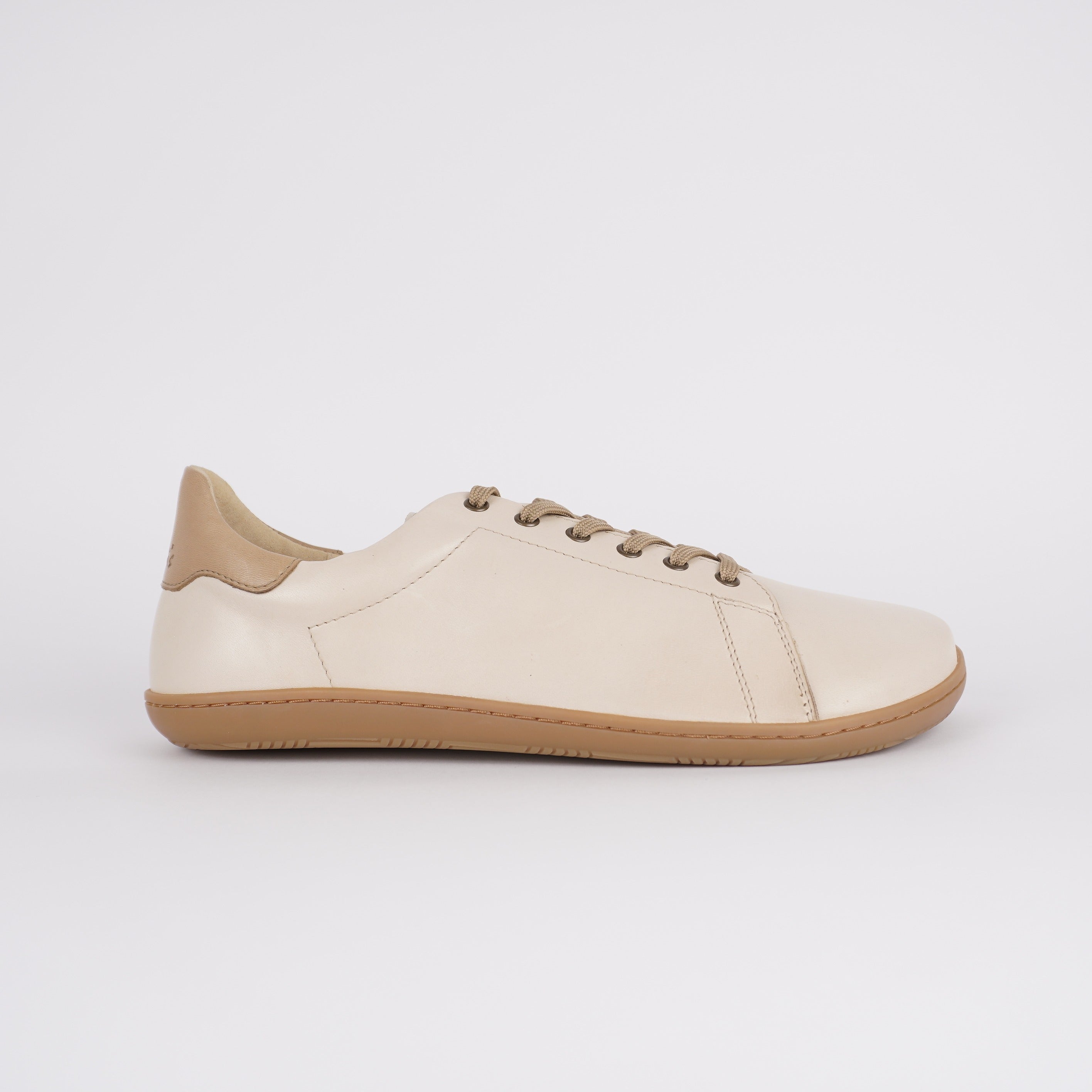 beiger Barfußsneaker aus Glattleder