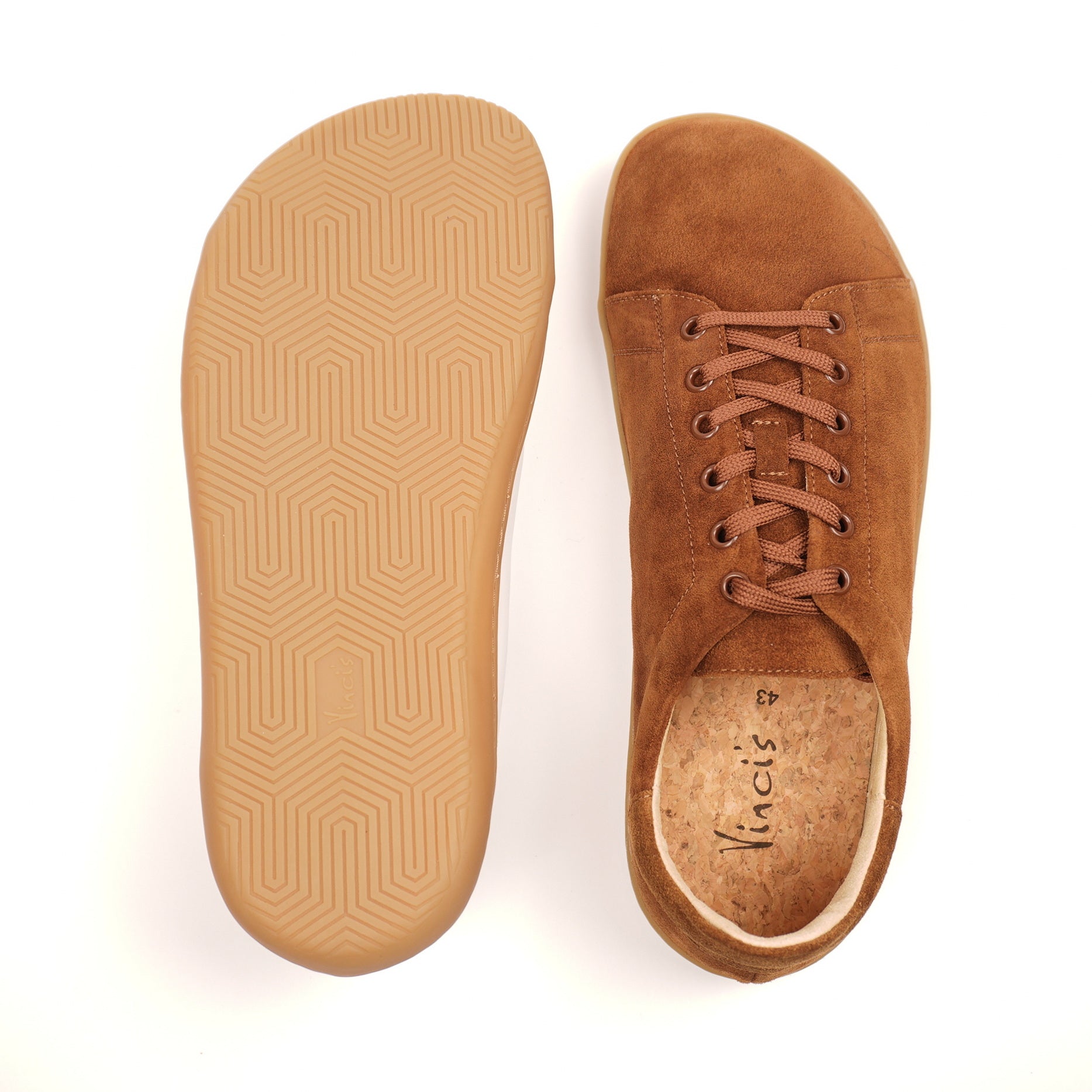 Barfußsneaker aus Rauleder, cognac, Sohle, von oben