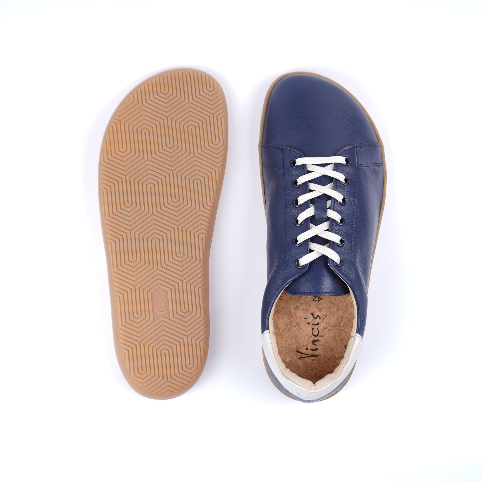 Barfußsneaker Glattleder navy, Sohle, von oben