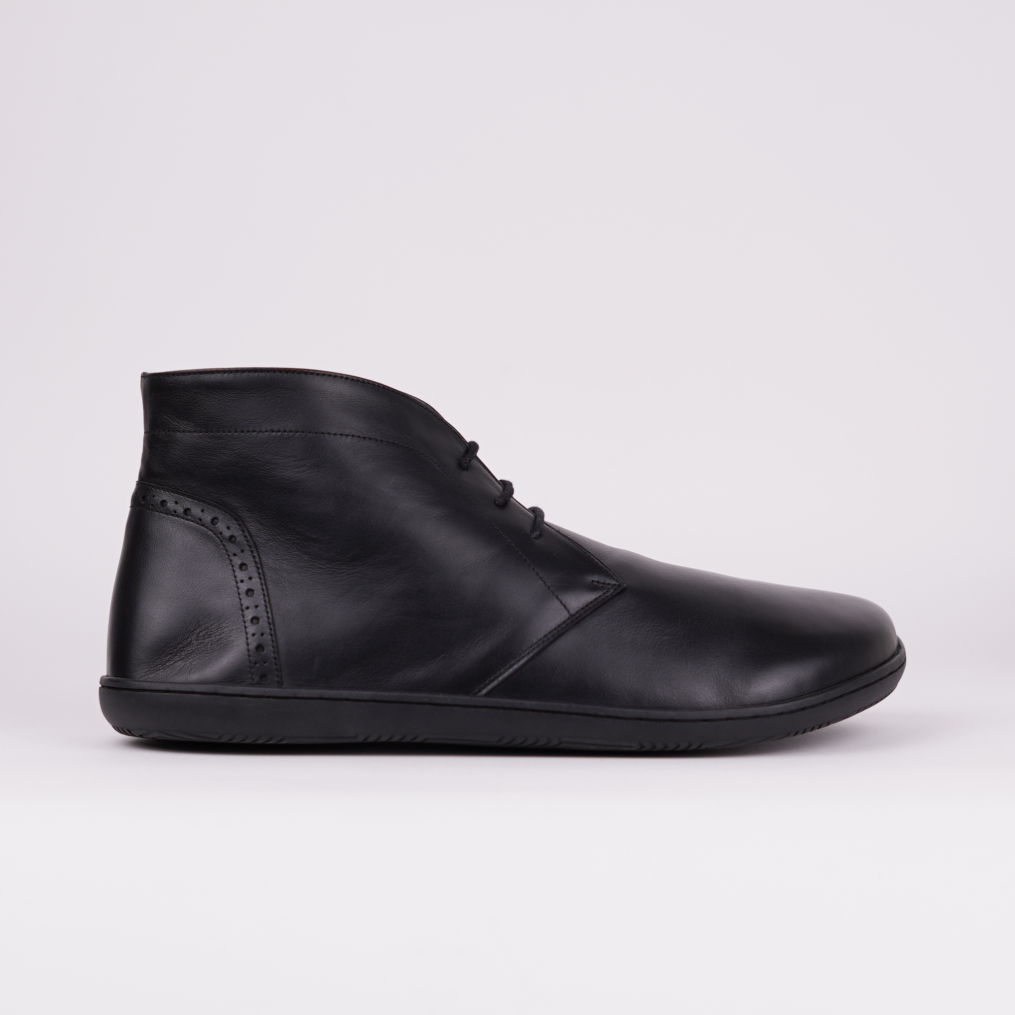 NOMAD black smooth leather - Barefoot Chukka Boot Herren