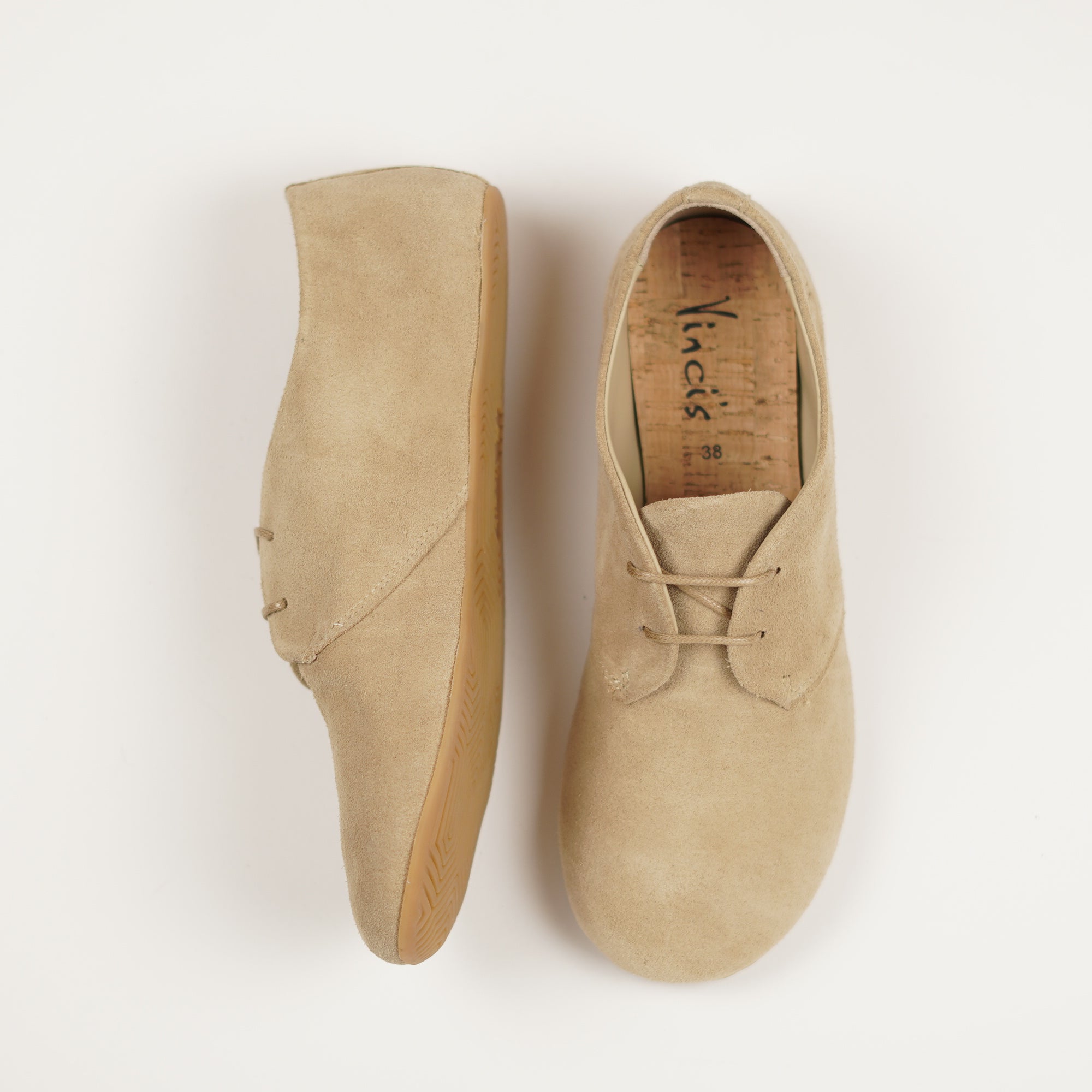 LAYLA sand velour Damen- Barefoot Derby