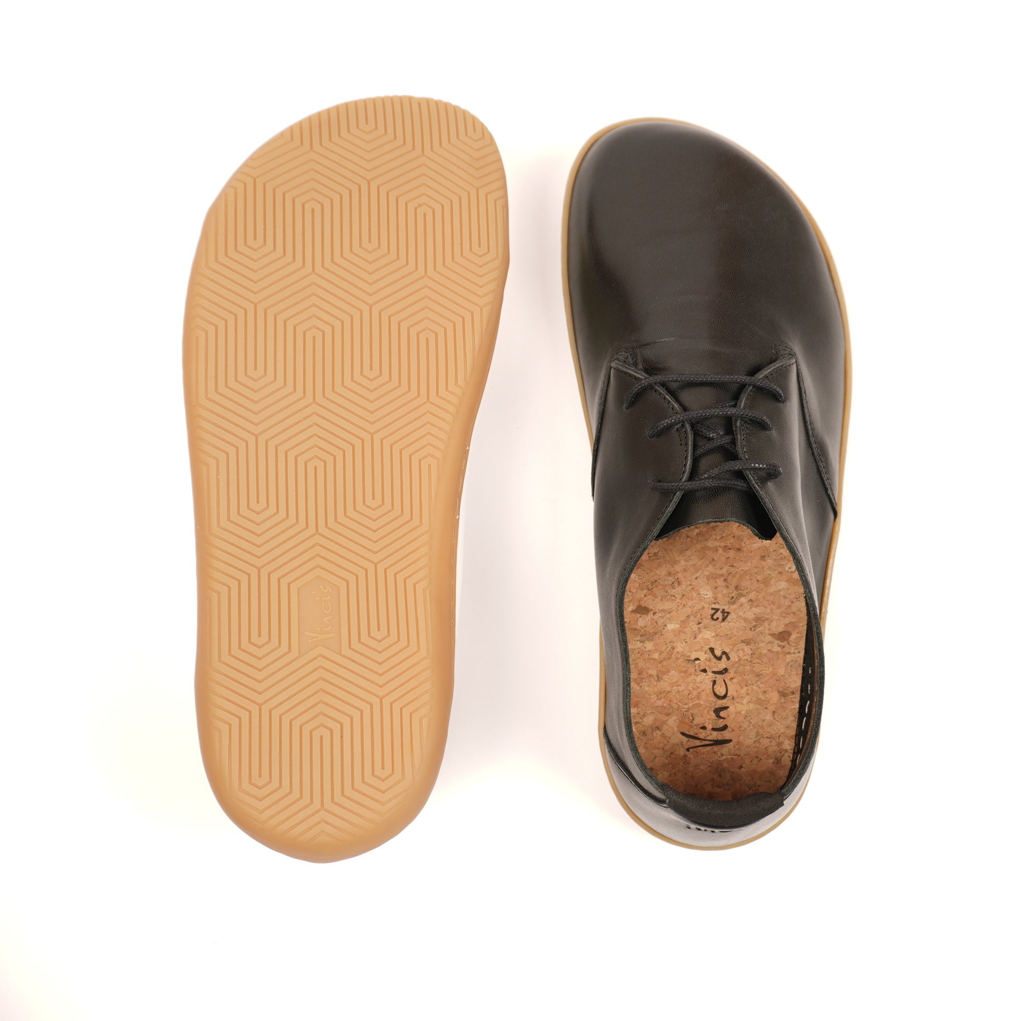 schwarze Barfuß-Halbschuhe aus Glattleder für Herren, Sohle, von oben
